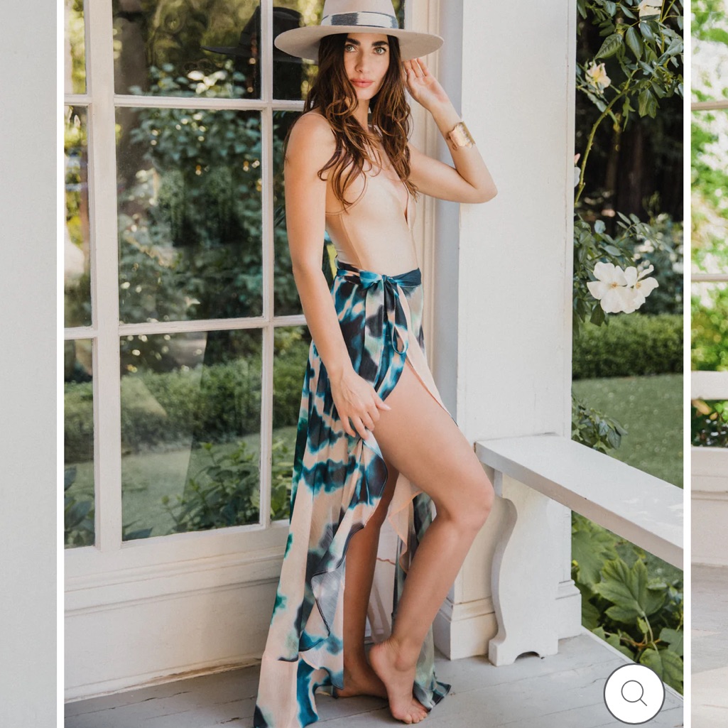Sukiso Swimwear Maxi Sheer Wrap Skirt In Tan Teal Tie Dye